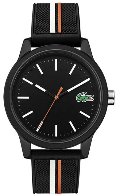 Lacoste 12.12 Black Dial Black Silicon Strap Watch for Men - 2011071 Authentic Buy Shop Now