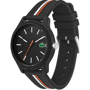 Lacoste 12.12 Black Dial Black Silicon Strap Watch for Men - 2011071 Authentic Buy Shop Now