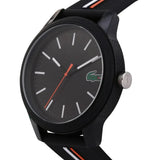 Lacoste 12.12 Black Dial Black Silicon Strap Watch for Men - 2011071 Authentic Buy Shop Now