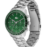 Lacoste Boston Chronograph Green Dial Silver Steel Strap Watch for Men - 2011080 Authentic Buy Shop Now