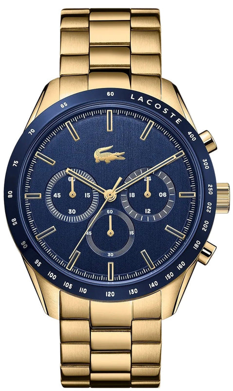 Lacoste Boston Blue Dial Gold Steel Strap Watch for Men - 2011096 Authentic Buy Shop Now