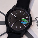 Lacoste 12.12 Black Dial Black Silicon Strap Watch for Men - 2011134 Authentic Buy Shop Now
