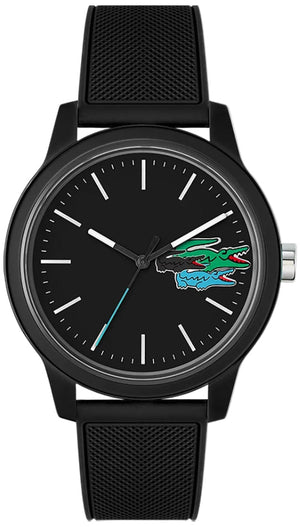 Lacoste 12.12 Black Dial Black Silicon Strap Watch for Men - 2011134 Authentic Buy Shop Now