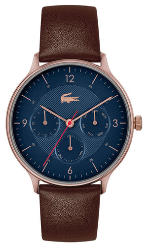 Lacoste Club Blue Dial Brown Leather Strap Watch for Men - 2011141 Authentic Buy Shop Now
