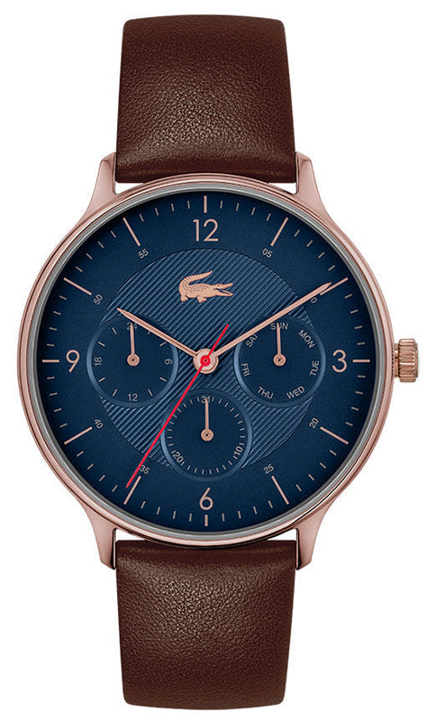 Lacoste Club Blue Dial Brown Leather Strap Watch for Men - 2011141 Authentic Buy Shop Now