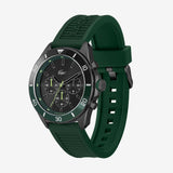 Lacoste Tiebreaker Chronograph Black Dial Green Silicon Strap Watch for Men - 2011153 Authentic Buy Shop Now