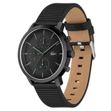 Lacoste Replay Chronograph Black Dial Black Leather Strap Watch for Men - 2011177 Authentic Buy Shop Now