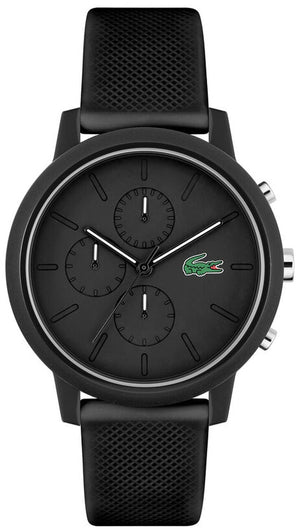 Lacoste 12.12 Chronograph Black Dial Black Silicon Strap Watch for Men - 2011243 Authentic Buy Shop Now