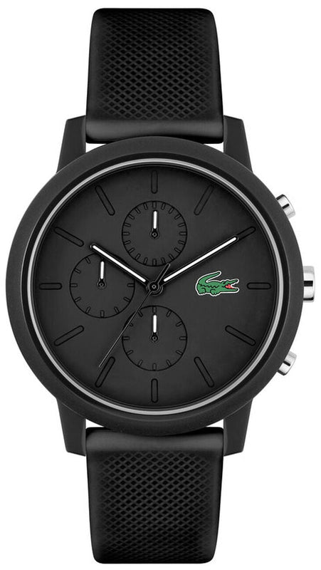 Lacoste 12.12 Chronograph Black Dial Black Silicon Strap Watch for Men - 2011243 Authentic Buy Shop Now
