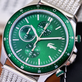 Lacoste Neoheritage Chronograph Green Dial Silver Steel Strap Watch for Men - 2011255 Authentic Buy Shop Now
