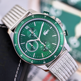 Lacoste Neoheritage Chronograph Green Dial Silver Steel Strap Watch for Men - 2011255 Authentic Buy Shop Now
