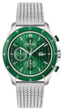 Lacoste Neoheritage Chronograph Green Dial Silver Steel Strap Watch for Men - 2011255 Authentic Buy Shop Now