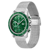 Lacoste Neoheritage Chronograph Green Dial Silver Steel Strap Watch for Men - 2011255 Authentic Buy Shop Now