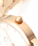 Daniel Wellington Iconic Link White Dial Rose Gold Steel Strap Watch for Women - DW00100213 Authentic Buy Shop Now