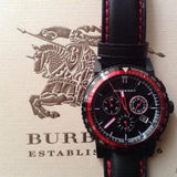 Burberry City Chronograph Black Dial Black Leather Strap Watch for Men - BU9803 Authentic Buy Shop Now