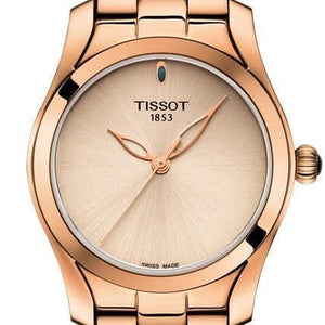 Tissot T Wave Cream Dial Rose Gold Steel Strap Watch For Women - T112.210.33.451.00 Authentic Buy Shop Now