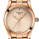 Tissot T Wave Cream Dial Rose Gold Steel Strap Watch For Women - T112.210.33.451.00 Authentic Buy Shop Now