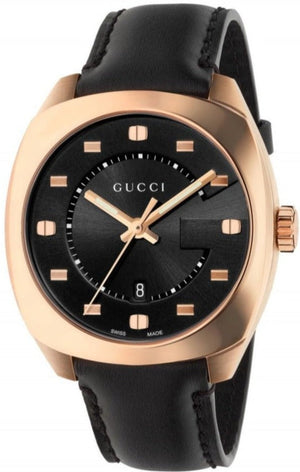Gucci GG2570 Quartz Black Dial Black Leather Strap Watch For Men - YA142309 Authentic Buy Shop Now