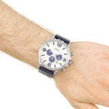 Fossil Nate Chronograph White Dial Blue Leather Strap Watch for Men - JR1480 Authentic Buy Shop Now