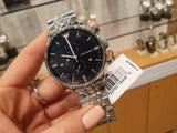 Emporio Armani Chronograph Black Dial Silver Steel Strap Watch For Men - AR0389 Authentic Buy Shop Now