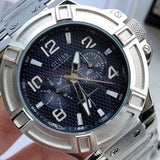 Guess Rigor Quartz Black Dial Silver Steel Strap Watch For Men - W0218G2 Authentic Buy Shop Now