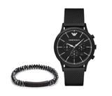Emporio Armani Renato Chronograph Black Dial Black Mesh Bracelet Watch For Men - AR2498 Authentic Buy Shop Now