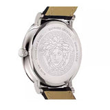 Versace V-Circle Silver Dial Black Leather Strap Watch for Men - VEBQ01219 Authentic Buy Shop Now