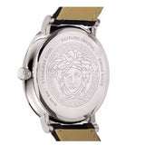 Versace V-Circle Black Manifesto Courage Quartz Silver Dial Black Leather Strap Watch for Men - VBQ080017 Authentic Buy Shop Now