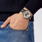 Versace V-Circle Black Manifesto Courage Quartz Silver Dial Black Leather Strap Watch for Men - VBQ080017 Authentic Buy Shop Now