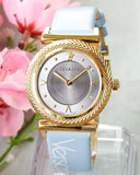 Versace V-Motif Grey Dial Blue Leather Strap Watch for Women - VERE00318 Authentic Buy Shop Now