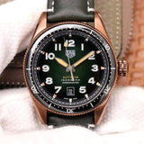 Tag Heuer Autavia Calibre 5 Automatic Olive Green Dial Green Leather Strap Watch for Men - WBE5190.FC8268 Authentic Buy Shop Now