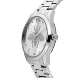 Gucci G Timeless Silver Dial Silver Steel Strap Watch For Women - YA1264126 Authentic Buy Shop Now