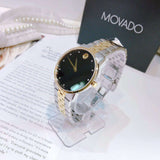 Movado Museum Classic Diamonds Black Dial Two Tone Steel Strap Watch for Men - 0607202 Authentic Buy Shop Now