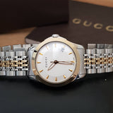 Gucci G Timeless Silver Dial Two Tone Steel Strap Watch For Women - YA126511 Authentic Buy Shop Now