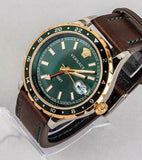 Versace Hellenyium Green Dial Brown Leather Strap Watch for Men - V11090017 Authentic Buy Shop Now