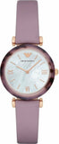 Emporio Armani Gianni Mother of Pearl Dial Purple Leather Strap Watch For Women - AR11003 Authentic Buy Shop Now