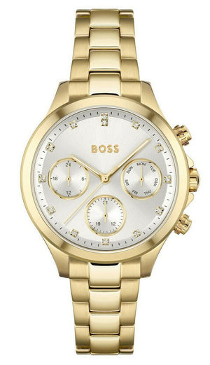 Hugo Boss Hera White Dial Gold Steel Strap Watch for Women - 1502628 Authentic Buy Shop Now