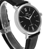 IWC Portofino Automatic Black Dial Black Leather Strap Watch for Men - IW356502 Authentic Buy Shop Now