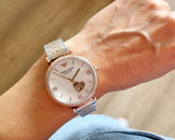 Emporio Armani Meccanico Automatic Mother of Pearl Dial Two Tone Steel Strap Watch For Women - AR60049 Authentic Buy Shop Now