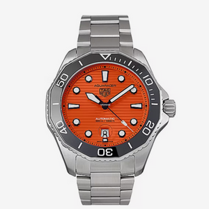 Tag Heuer Aquaracer Professional 300 Diver Automatic Orange Dial Silver Steel Strap Watch for Men - WBP201F.BA0632 Authentic Buy Shop Now