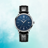 IWC Portofino '150 Years Edition' Automatic Blue Dial Black Leather Strap Watch for Men - IW356518 Authentic Buy Shop Now
