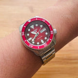 Seiko 5 Sports Mechanical Limited Edition Red Dial Silver Steel Strap Watch For Men - SRPK63K1 Authentic Buy Shop Now