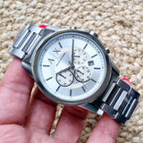 Armani Exchange Outerbanks Chronograph Silver Dial Silver Steel Strap Watch For Men - AX7141 Authentic Buy Shop Now