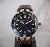 Versace Greca Sport Analog Blue Dial Brown Leather Strap Watch For Men - VEZ300121 Authentic Buy Shop Now