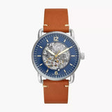 Fossil Forrester Luggage Automatic Skeleton Blue Dial Brown Leather Strap Watch for Men - ME3179 Authentic Buy Shop Now