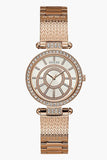 Guess Muse Quartz Silver Dial Rose Gold Steel Strap Watch For Women - W1008L3 Authentic Buy Shop Now