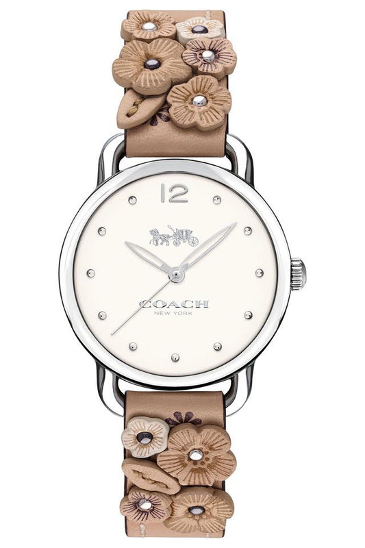 Coach Perry White Dial Brown Floral Leather Strap Watch for Women - 14502873 Authentic Buy Shop Now