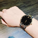 Movado Museum Classic Diamonds Black Dial Two Tone Steel Strap Watch For Men - 0606879 Authentic Buy Shop Now