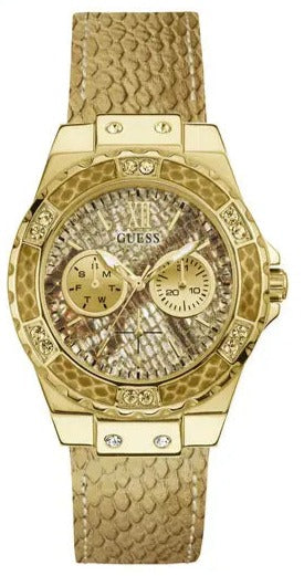 Guess Limelight Quartz Gold Dial Gold Leather Strap Watch For Women - W0775L13 Authentic Buy Shop Now
