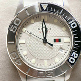 Gucci G Timeless Sport White Dial Silver Steel Strap Watch For Men - YA126250 Authentic Buy Shop Now